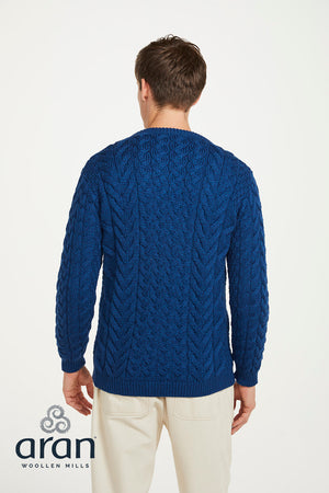 Aran Jumper (sweater) Blue Merino Wool A823