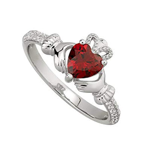 Claddagh Sterling Silver Birthstone Ring January