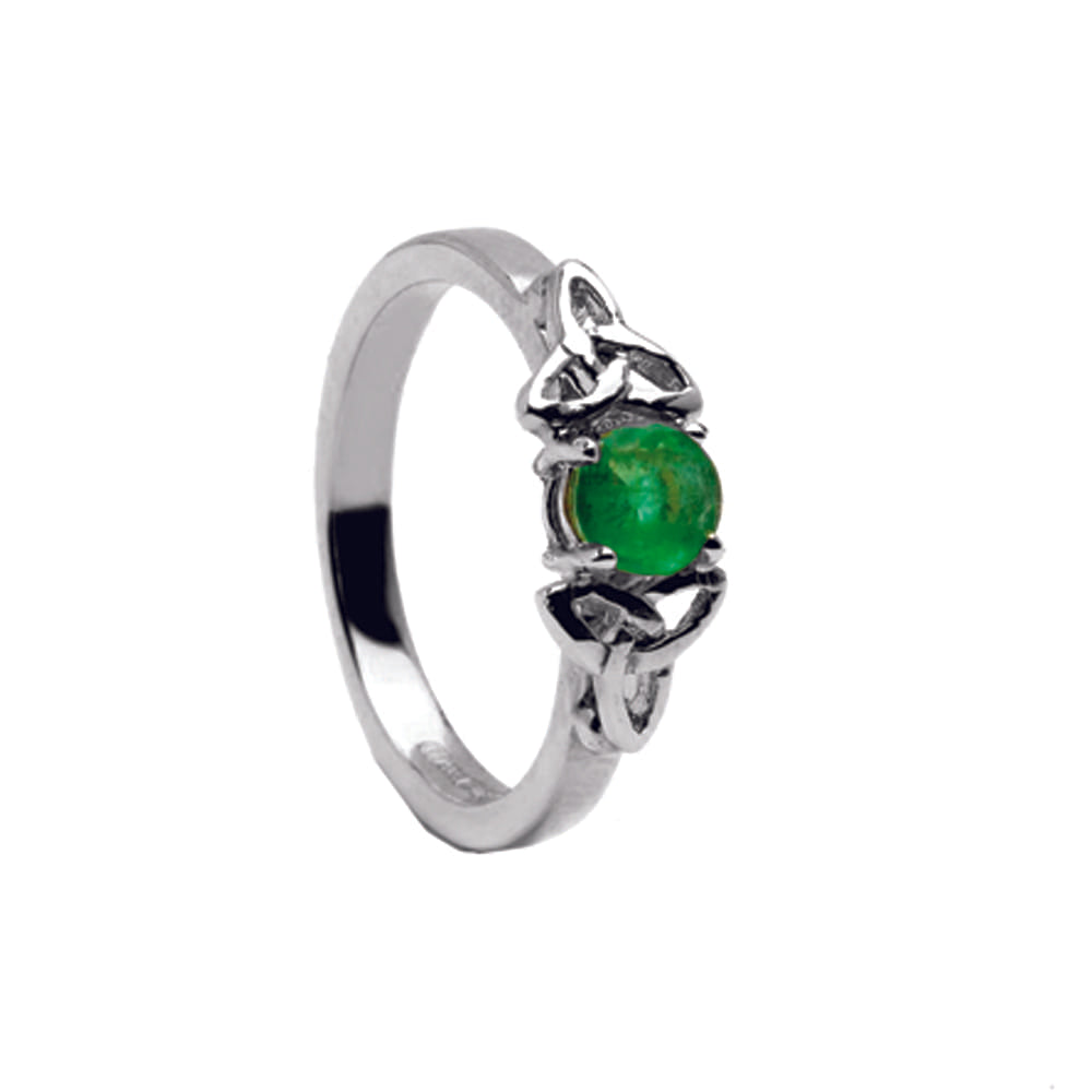 14k White Gold Emerald Trinity Knot Engagement Ring