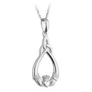 Claddagh and Trinity Knot Pendant Sterling Silver S44636