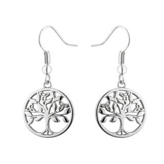Tree of Life Rhodium Drop Earring The Irish Shop