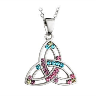 Trinity Knot Pendant Rhodium Plated with Crystal Setting S44586