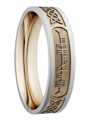 5mm Custom Ogham SoulMate Ring Yellow with White Rails