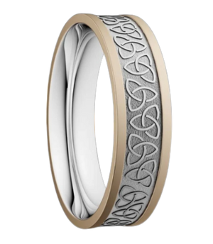 5mm Trinity Knot Ring White with Yellow Rails