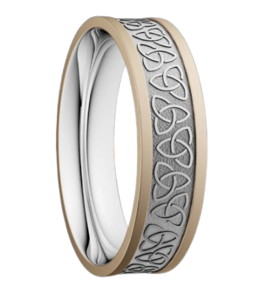 5mm Trinity Knot Ring White with Yellow Rails