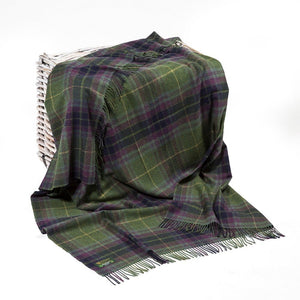 Lambswool Throw Green Navy Purple Plaid