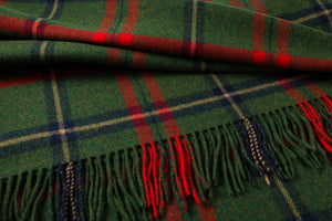 Lambswool Throw Green Red Navy Blue Check