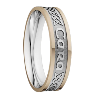 5mm Anam Cara Ring White with Yellow Rails