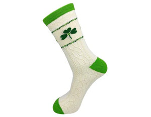 Cream Socks with Shamrock & Celtic weave..