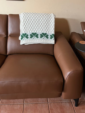 Aran Knit Blanket Throw with Shamrocks