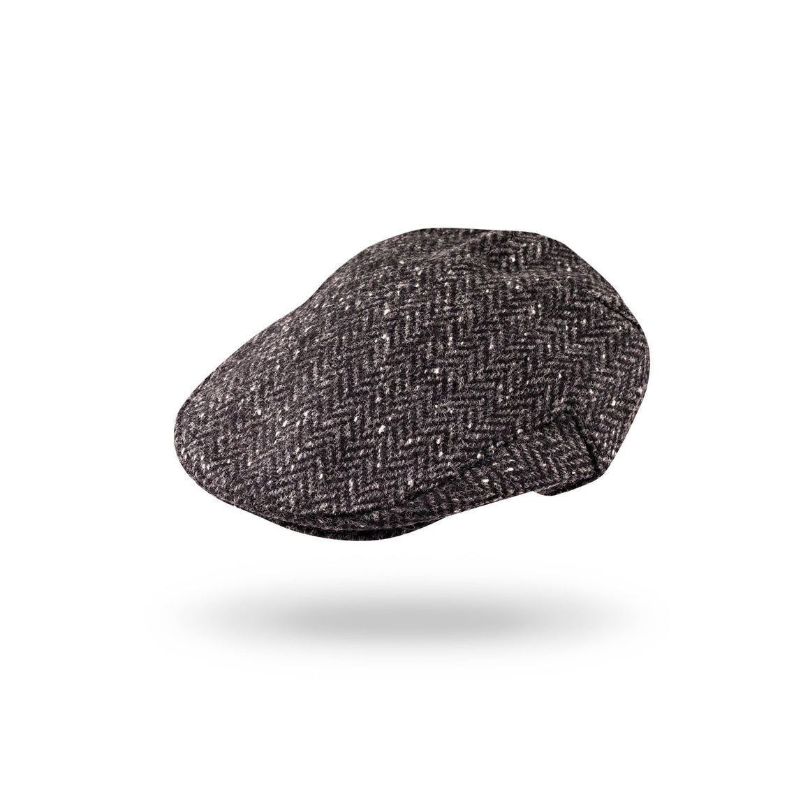 Irish Tweed Cap Charcoal Black Herringbone Donegal