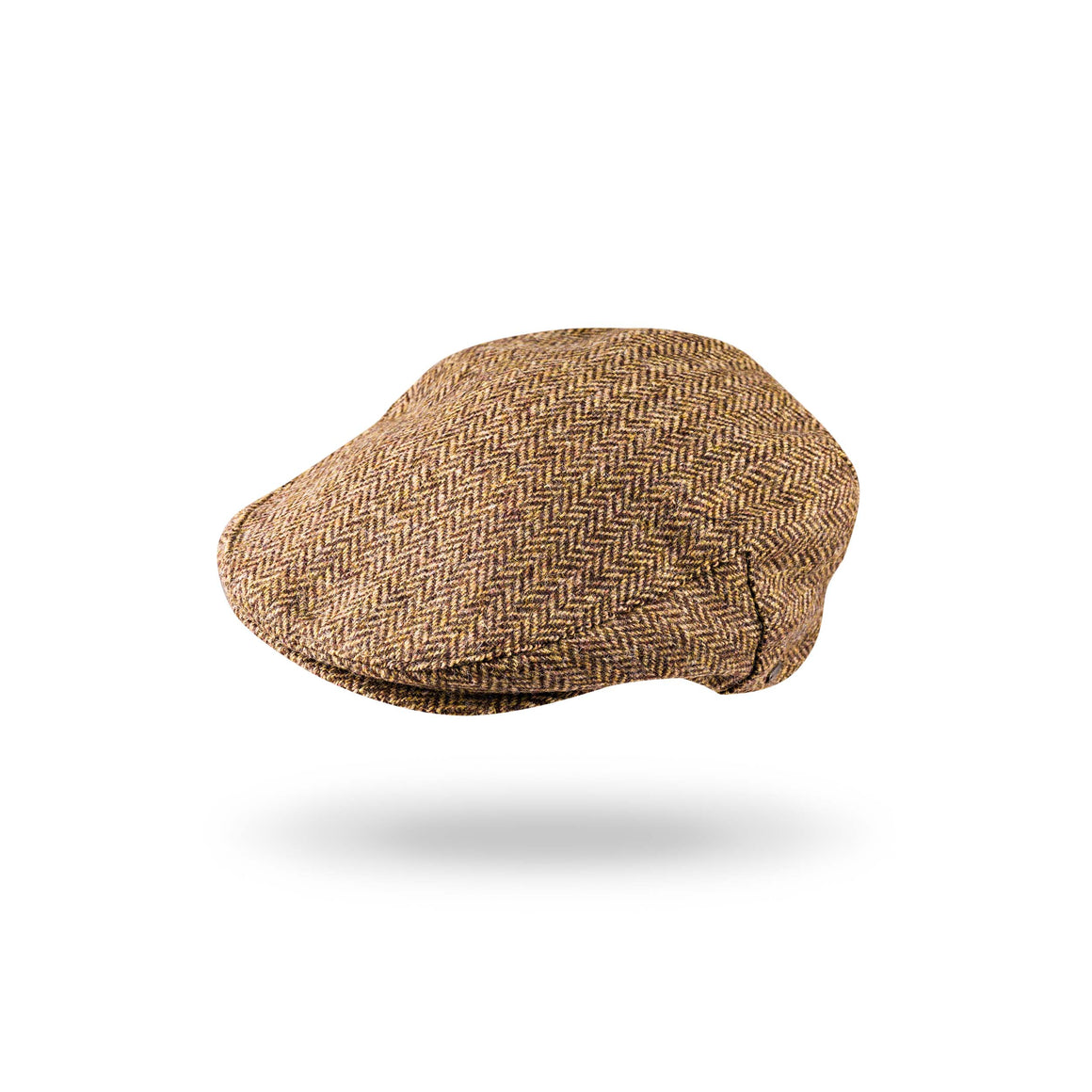 Irish Tweed Cap Beige Dark Brown Herringbone