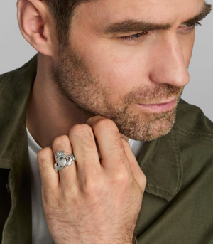 Men's Heavy Silver Celtic Claddagh Ring