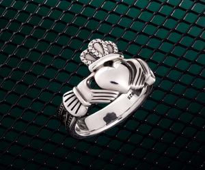 Men's Heavy Silver Celtic Claddagh Ring