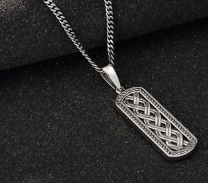 Men's Silver Oxidised Celtic Ingot Pendant