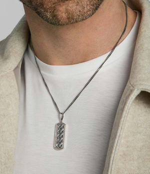 Men's Silver Oxidised Celtic Ingot Pendant