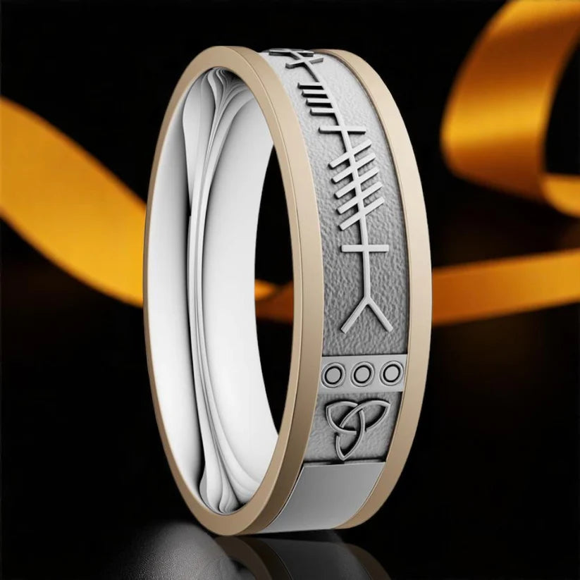 6.5mm Ogham Mo Anam Cara - 10KWhite Gold centre with 10K Yellow Gold Rails.
