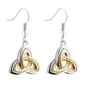 Trinity Knot 18ct Two Toned Plated Drop Earrings S33072.