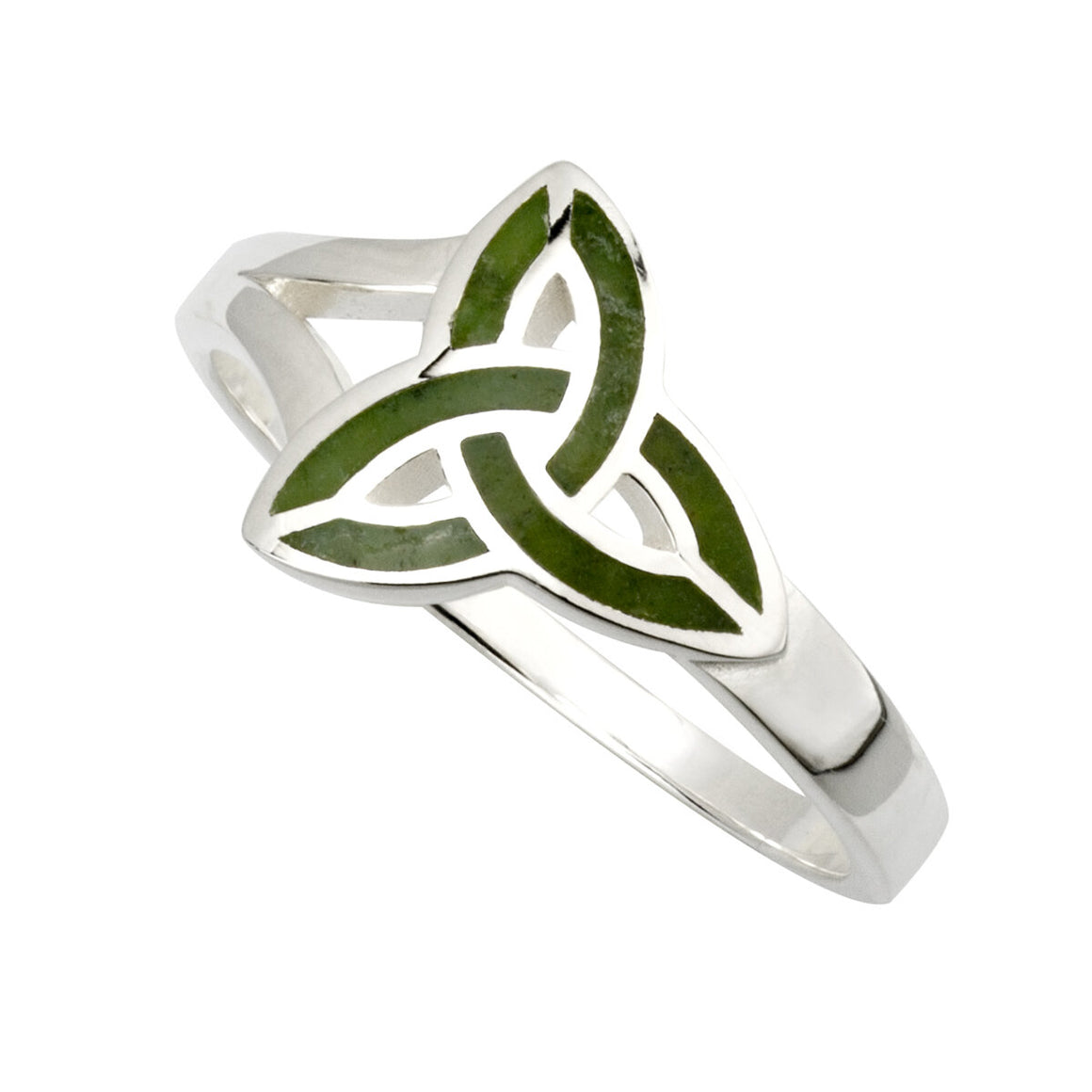 CONNEMARA MARBLE TRINITY KNOT RING STERLING SILVER
