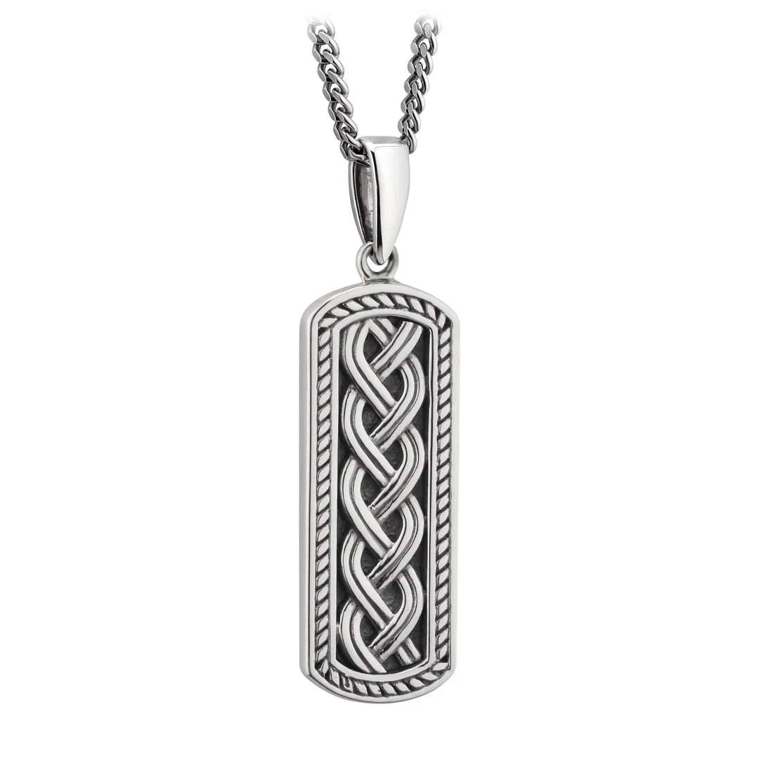 Men's Silver Oxidised Celtic Ingot Pendant S46454