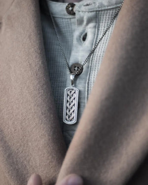Men's Silver Oxidised Celtic Ingot Pendant S46454