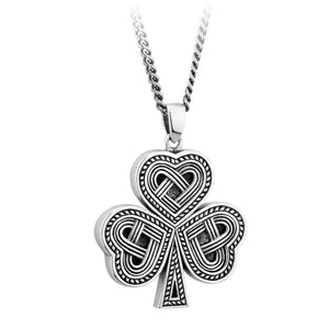 Men's Oxidised Silver Celtic Shamrock Pendant S46451