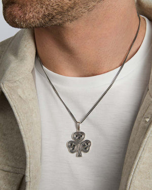 Men's Oxidised Silver Celtic Shamrock Pendant S46451