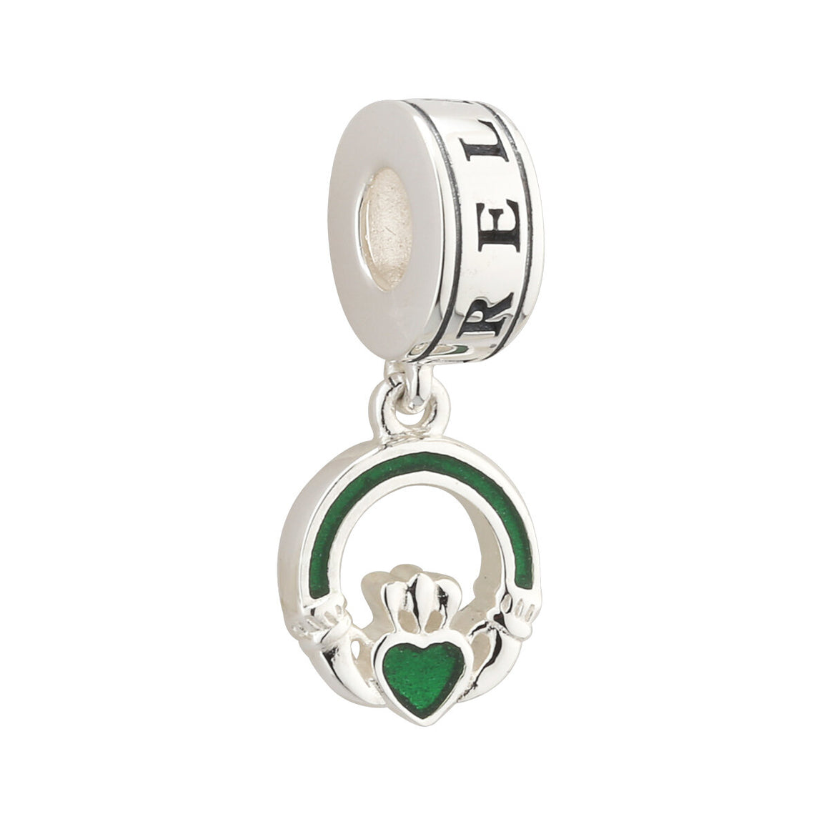 Charm Bead Dangle Claddagh Enamel and Sterling Silver S80369