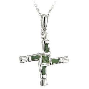 St Brigid's Cross Pendant Connemarra Marble Sterling Silver S44703