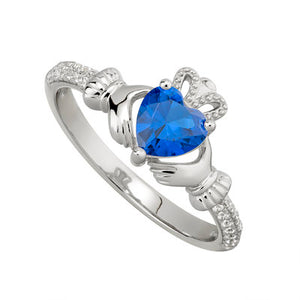 Claddagh Sterling Silver Birthstone and crystal Ring September.