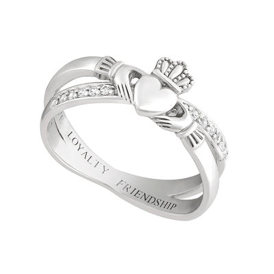 Claddagh Kiss Ring Cubic Zirconia Sterling Silver Ring
