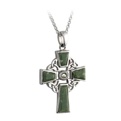 Celtic Cross Pendant Connemara Marble Sterling Silver S44037