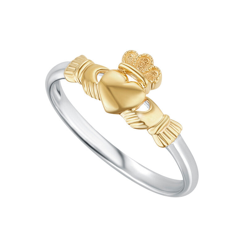 10K Gold and Sterling Silver Claddagh Ring S21131.        NEW 2023.