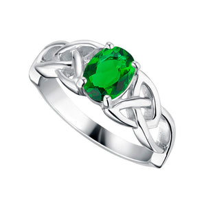 Sterling Silver Green Crystal Trinity Knot Ring. S21141. NEW 2023.