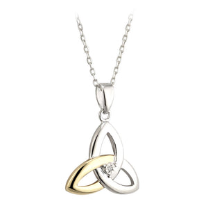 Trinity Knot Circle Pendant Sterling Silver & 10K Gold with Diamond S45347
