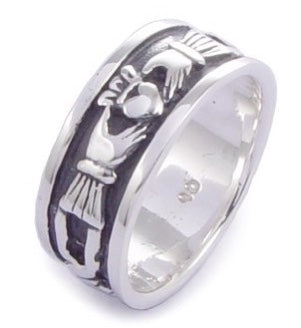 Claddagh Band Heavy Sterling Silver Ring.