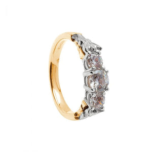 14k Gold Diamond Trinity Engagement Ring (Yellow or White Gold)