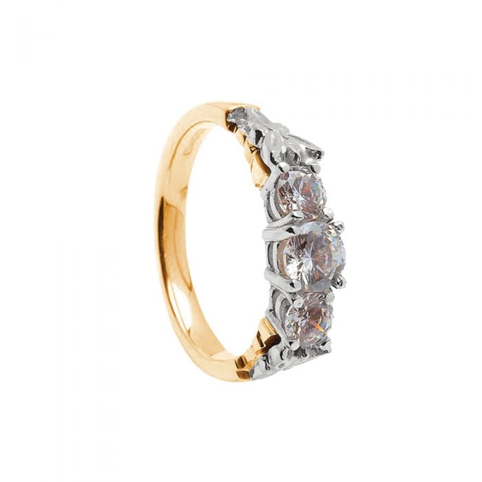 14k Gold Diamond Trinity Engagement Ring (Yellow or White Gold)