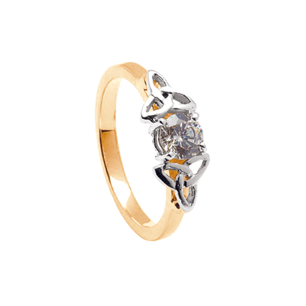 14k Gold Diamond Trinity Knot Engagement Ring Yellow White Gold