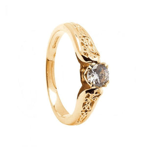 14k Gold Trinity Diamond Engagement Ring (Yellow or White)