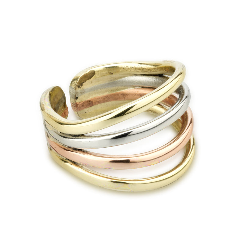 Tri Coloured Stacked-Look Ring by Grange Celtic Jewellery.