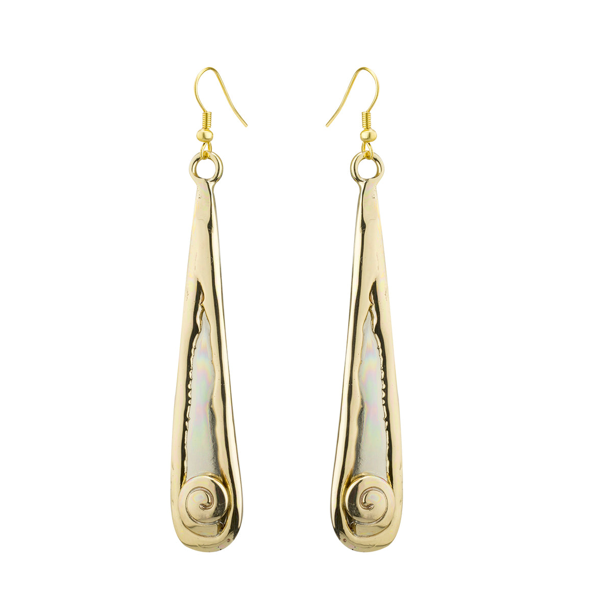 Two Toned Silver Spiral Drop Earrings by Grange Celtic Jewellery.