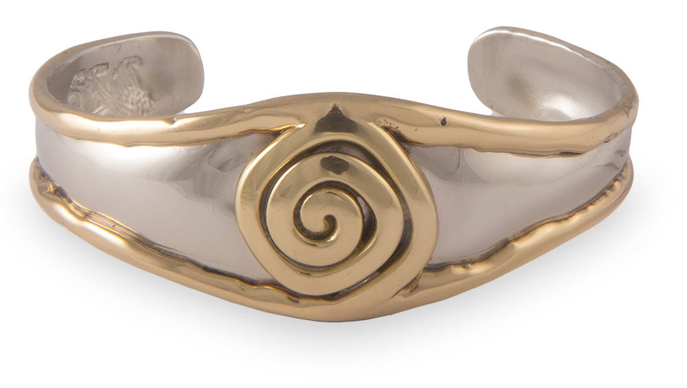 Silver Spiral Two Tone Bangle by Grange Celtic Jewellery.