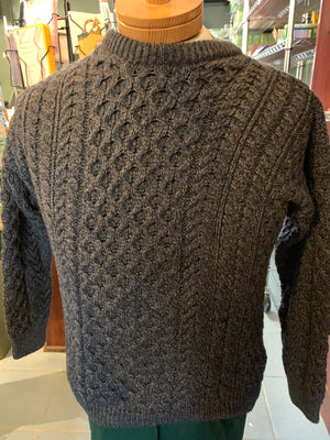 Aran Jumper Charcoal Merino Wool