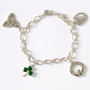 Irish Symbols Charm Bracelet Sterling Silver
