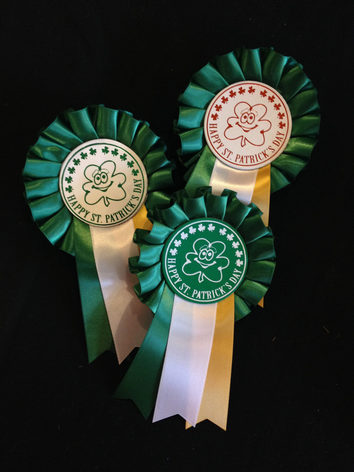 Rosette Badges - Shamrock Happy St Patricks Day