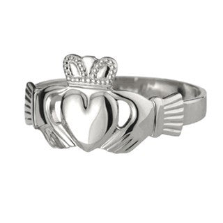 Claddagh Ring 9ct White Gold Puffed Ladies Heavy S2548