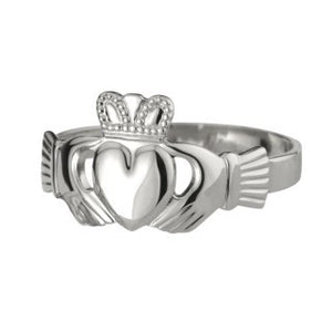 Claddagh Ring 9ct White Gold Men's Heavy S2549