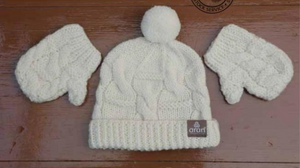 Aran Baby Hat and Mitten Set