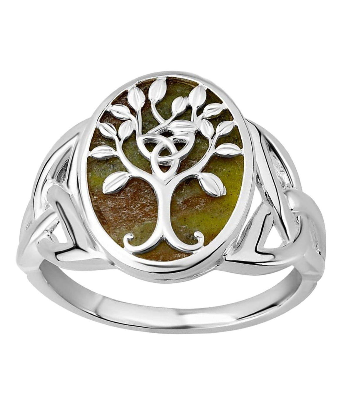 Tree of Life Sterling Silver Connemara Marble ring S21105.